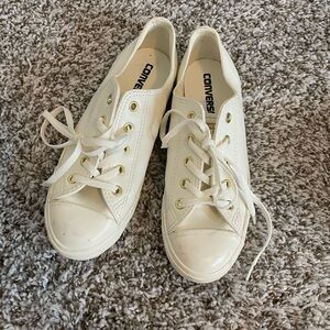 Converse all star white leather shoes